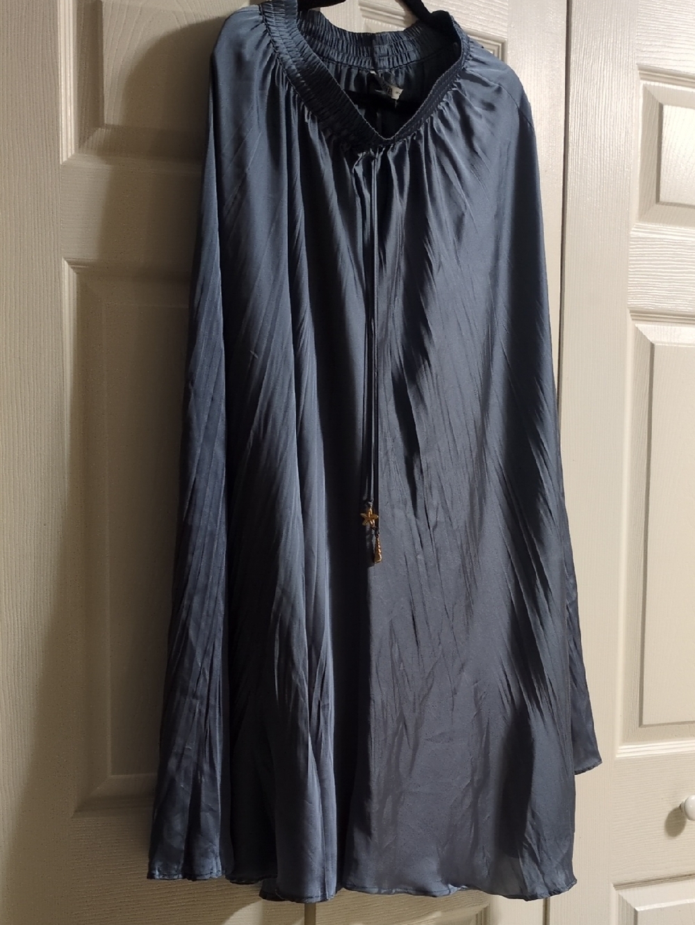Zara Slate Blue A-Line Midi Skirt